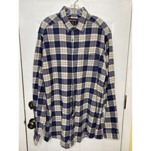 john rich and bros woolrich button up blue flannel shirt tall size XL